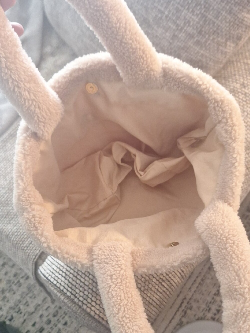 Prada Beige Faux-Shearling Mini Tote - Picture 3 of 3